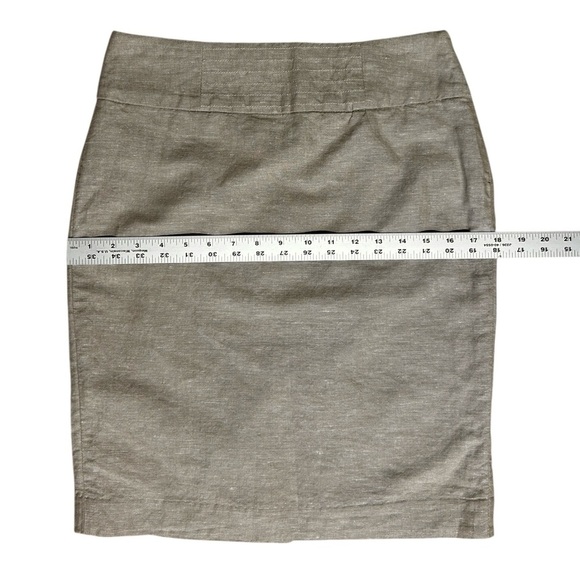 BANANA REPUBLIC Beige Linen/Cotton Short Pencil Skirt sz 4 Lined Back Slit - Picture 5 of 9